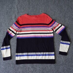 Talbots Petites Striped Knit Sweater Small Colorful‎ Cotton Blend Pullover
